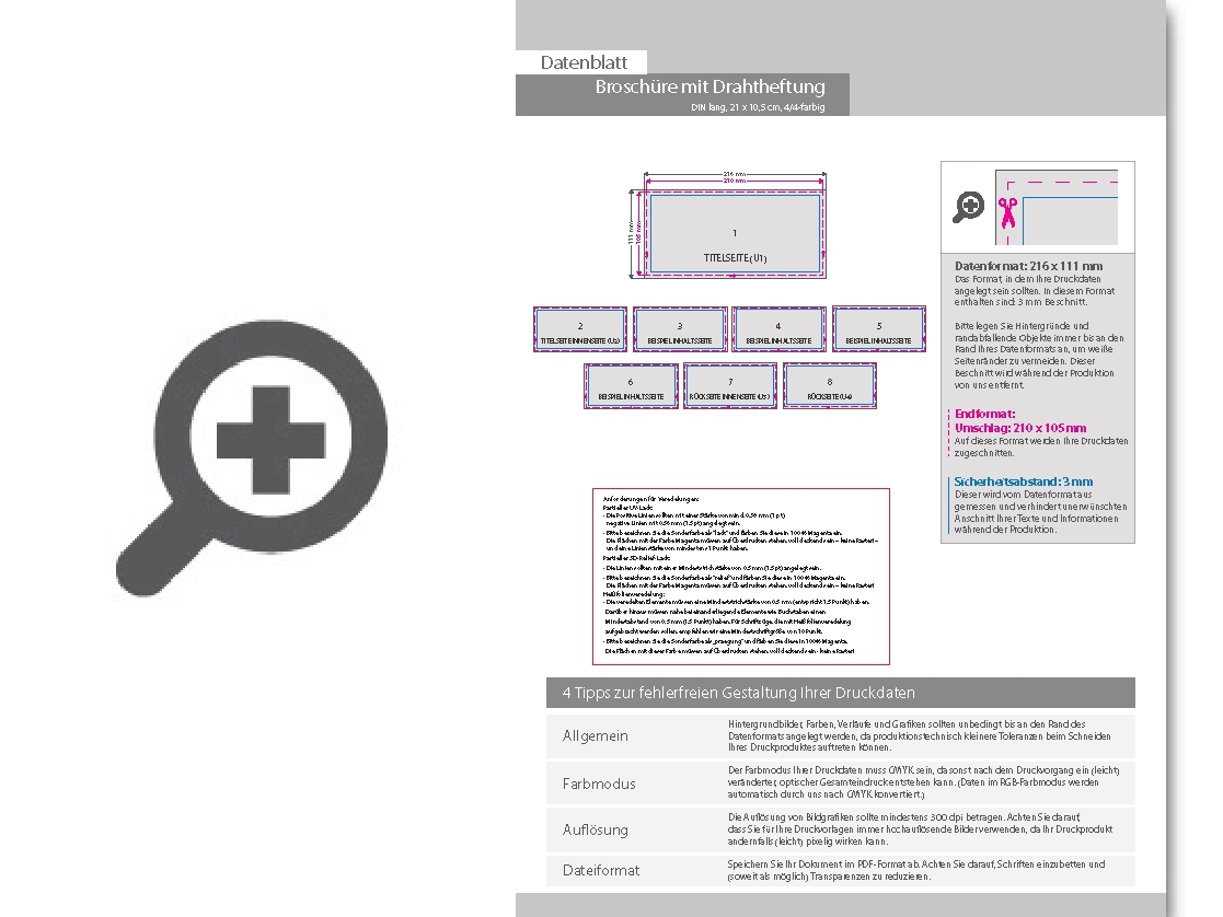 Product Bild brosch__re_mit_drahtheftung__endformat_din_lang_quer_(210_x_105_mm)__40-seitig