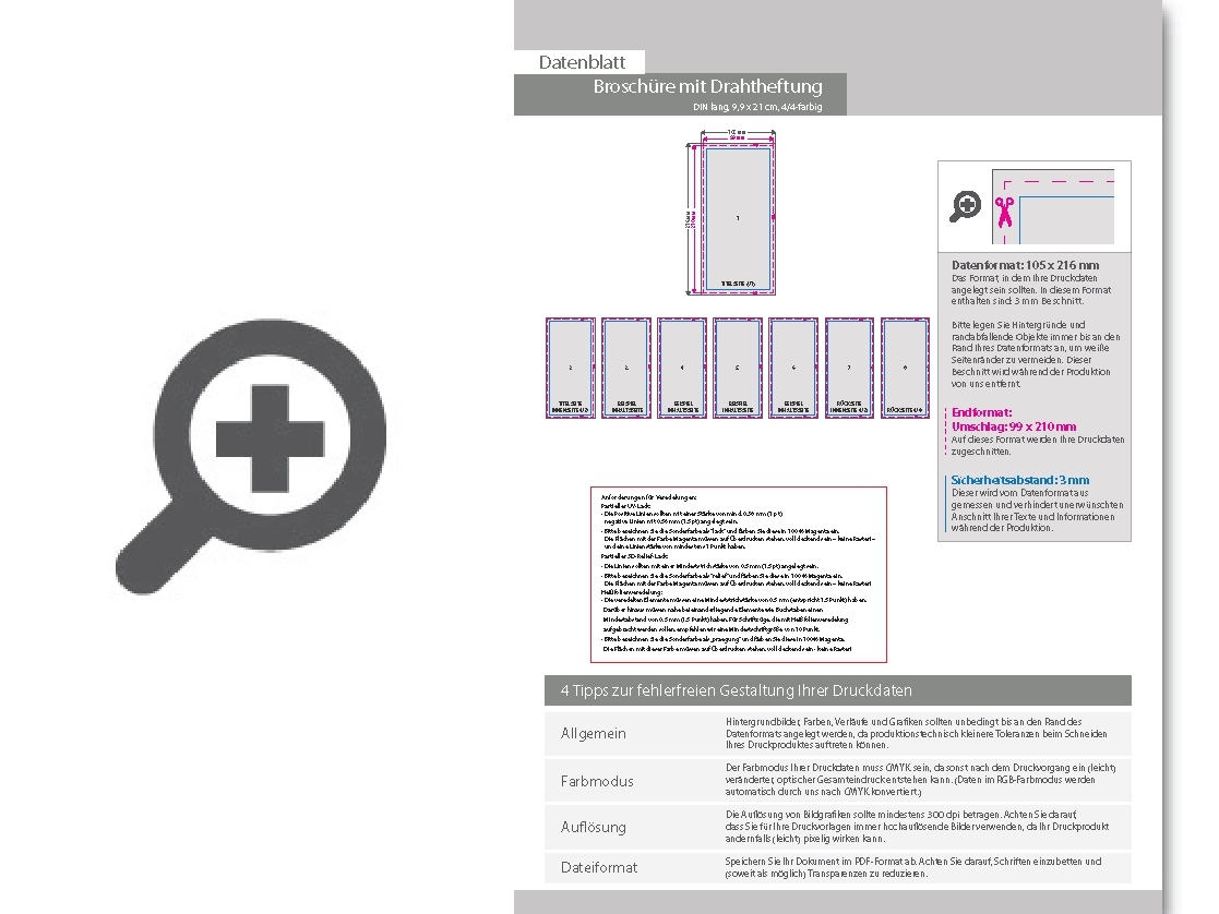 Product Bild brosch__re_mit_drahtheftung__endformat_din_lang_(99_x_210_mm)__100-seitig